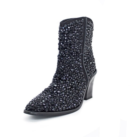 Free People 'Barclay' Backstage Black Rhinestone Sequin Ankle Boots: Size 41 - Picture 2 of 7